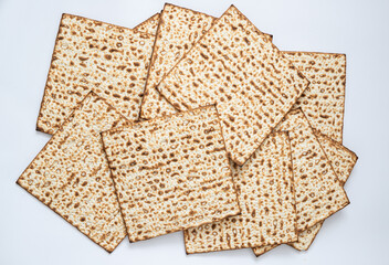 Traditional Jewish kosher matzo for passover. Pesah celebration concept (jewish Passover holiday)	