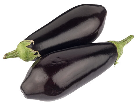 Close-up of two eggplants or aubergines
