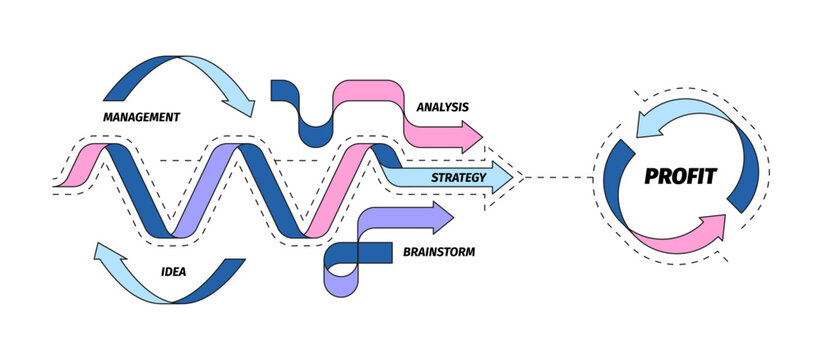 Abstract trendy arrow background. Dynamic decorative banner design with simple pointers, geometric minimalist elements for poster cover. Vector illustration. Management, brainstorm and analysis