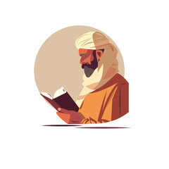 A Muslim man reading a book in Ramadan