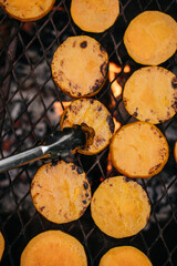 grilling Vegetable butternut on the grill fire