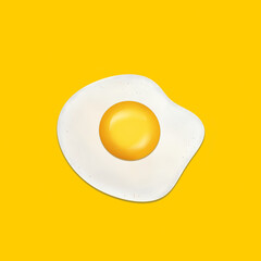 Fried egg on yellow background.