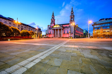 Leeds City Council view during blue hour in UK