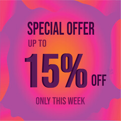 Special offer 15 percent off colorful
