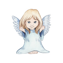 Cute Cartoon Christmas angel isolated on white background