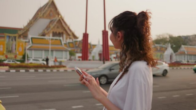 Asian women Sharing Travel Experience on Social Media