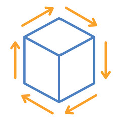 Cube Blue & Orange Line Icon