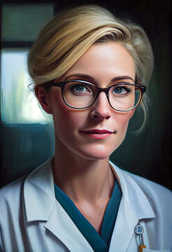 headshot of a female doctor, generative ai