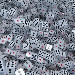 illustration of many white random dice without background