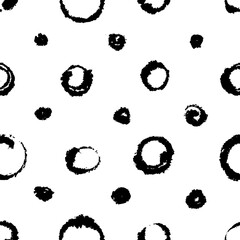 Light Inky Hand Drawn Circles and Dots Pattern on Blotting Paper