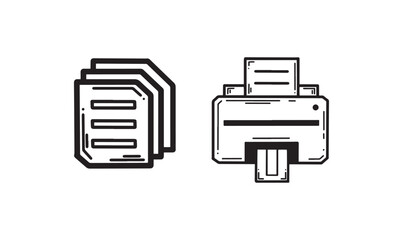 printer, paper Symbols icon Outlines illustration Simple vector