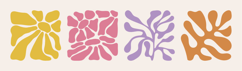 Mimimal abstract botanical elements set.  Trendy botanical flowers and plants in retro style