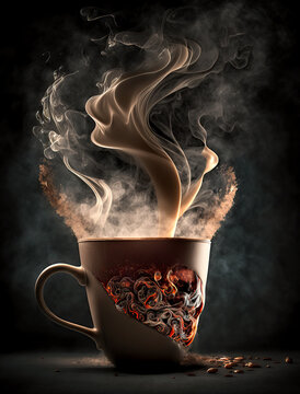 Fiery Hot Burning Cup of Coffee Generative AI