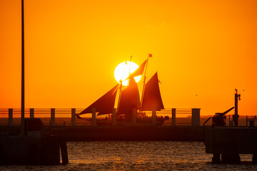 Beautiful sunset in the port of Key West in the far south of Florida