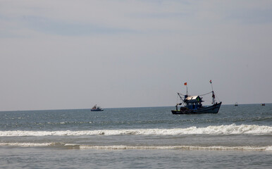 fishing trawlers in Indian ocean goa india
