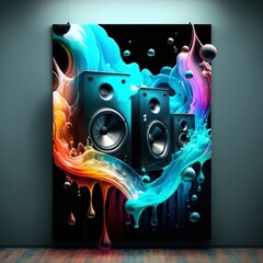 Wall of speakers, drawing, painting, abstract,