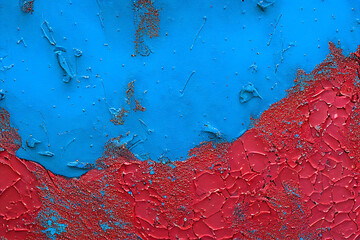 red and blue cracked background, generative ai