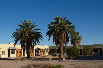 Fototapeta na wymiar An old abandoned motel in Harcuvar, Arizona, on US 60.