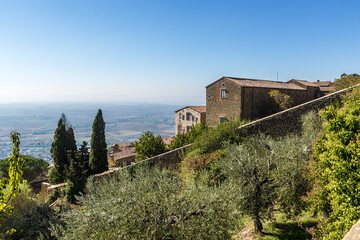 Fototapeta premium Cortona, Italy. Scenic view of the upper part of the old city
