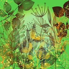 Flowers Arrangement with Leaves Background Design. Floral design on dark background