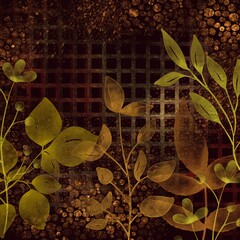 Flowers Arrangement with Leaves Background Design. Floral design on dark background