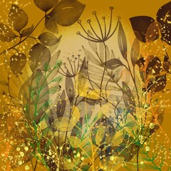 Flowers Arrangement with Leaves Background Design. Floral design on dark background