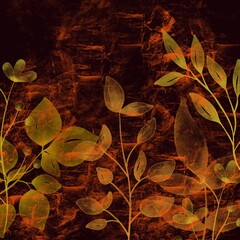 Flowers Arrangement with Leaves Background Design. Floral design on dark background