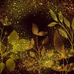 Flowers Arrangement with Leaves Background Design. Floral design on dark background