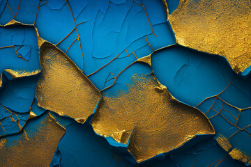 blue and gold cracked background, generative ai