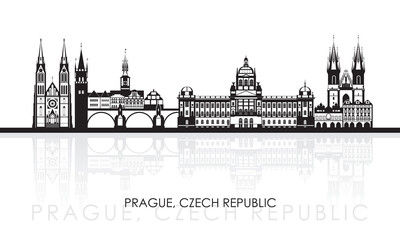 Silhouette Skyline panorama of city of Prague, Czech Republic - vector illustration