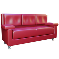 Cozy lather sofa set icon isolated 3d render illustration