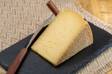 Swiss cheese collection, gruyere cheese made from unpasteurized cow's milk
