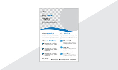 Medical Flyer Template Design Healthcare Place for the Photo Blue Color