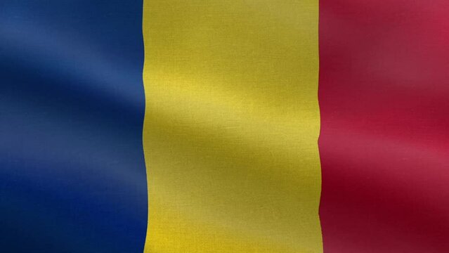 National Flag of Romania, Seamless loop Romania flag animation. A beautiful view of Romania flag video. 3d flag waving video. Romania HD resolution.