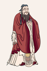Confucius (551-479) was a Chinese philosopher and politician of the Spring and Autumn period who is traditionally considered the paragon of Chinese sages. - obrazy, fototapety, plakaty