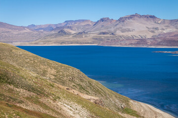 Naklejka na ściany i meble Beautiful lake with transparent waters in Mendoza, Argentina.