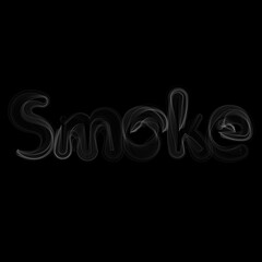 Abstract smoke letter text on black background. Smoke font. 