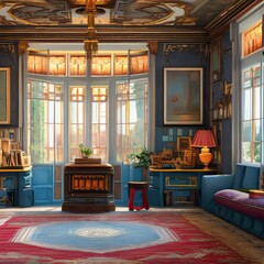 This room is full of character, with vintage furnishings and interesting details3, Generative AI