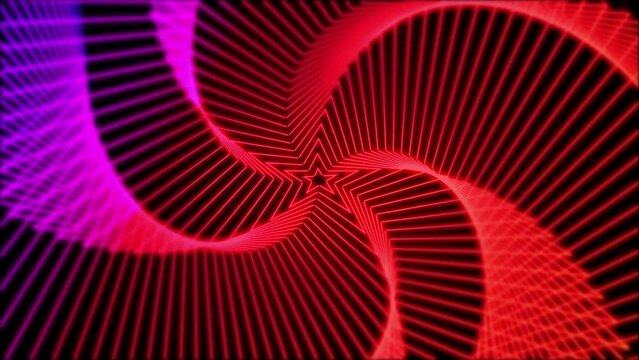 beautiful abstract radio wave in black background. red glow star Loops in Black background. Graphic wave pattern technology background. Seamless loop 4k.