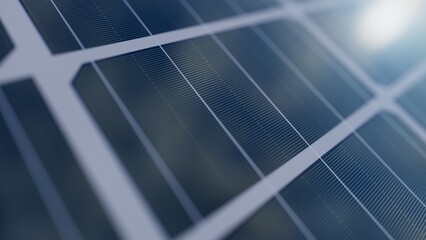 Close-up view of half cut polycrystalline solar panel cell.