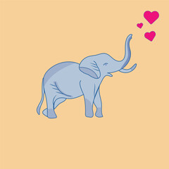 Free vector cute elephant with love sign hand cartoon vector icon illustration. animal nature icon