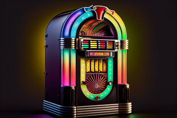 jukebox music player machine with a nostalgic style ,generative AI - obrazy, fototapety, plakaty