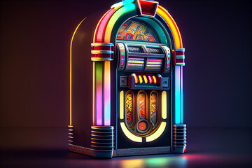jukebox music player with a nostalgic style ,generative AI - obrazy, fototapety, plakaty