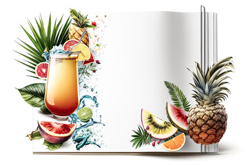 Delightful summer drinks were found perched at the edges of a plain white background - generative ai.
