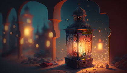 Mesmerizing Mosque Illuminations During the Holy Month of Ramadan- generative Ai
