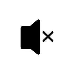 Mute icon isolated on white background. Mute black pictogram illustration for app, web design, UI. Silent mode. Quiet mode