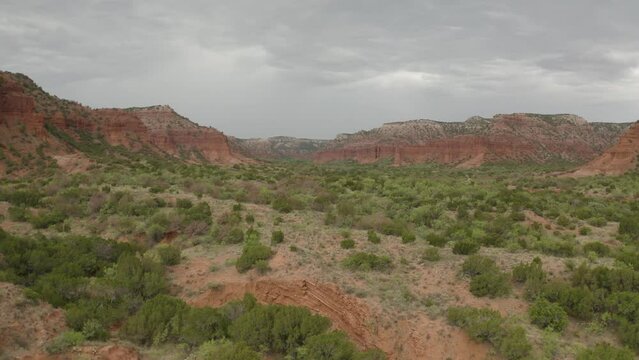 Panoramic view of vast canyon landscape at Caprock Canyons State Park in west Texas - 4K Drone
