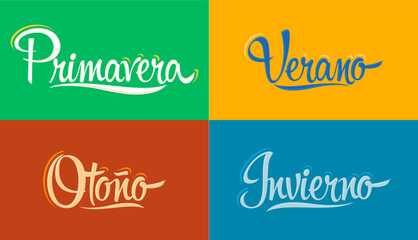 Seasons of the year in Spanish, Primavera Verano Otoño Invierno, Spring Summer Autumn and Winter