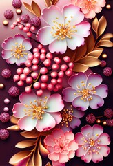 Floral and pearl  pattern texture, made with generated ai