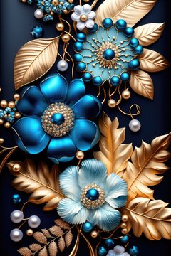 Beautiful floral and pearl background, made with generative ai